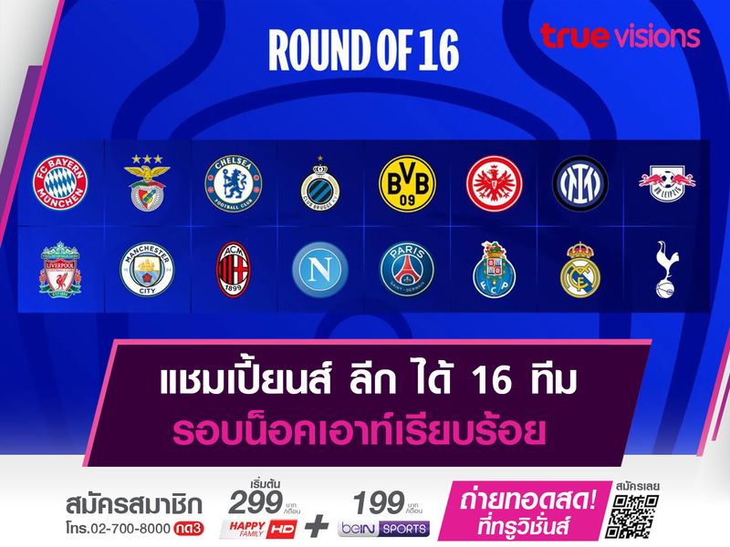 แชมเปี้ยนส์ ลีก ได้ 16 ทีมในรอบน็อคเอาท์เป็นที่เรียบร้อย