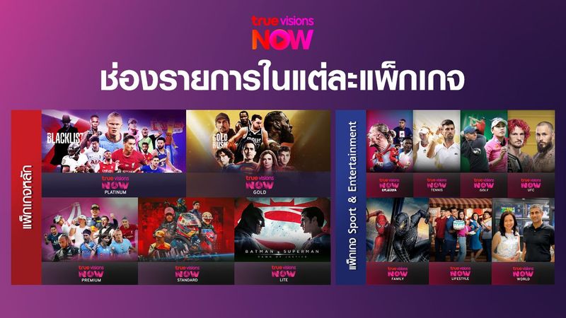 ช่องรายการในแต่ละแพ็กเกจ TrueVisions Now